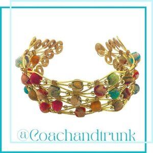 Artisan Cuff Crafted Wire Work w/Upcycled Sari Wrapped Beads NWT Sustainable